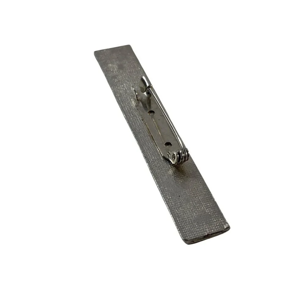 VTG Art‎ Deco Geometric Black Gold Tone Enamel Bar Pin Brooch